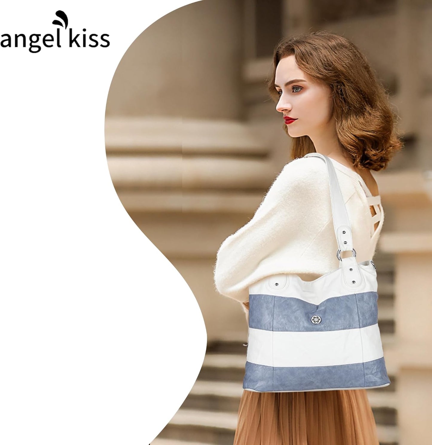 Hobo Purses for Women Multi-Color Striped Lattice Cross Body Shoulder Purse Bag Tote Handbag