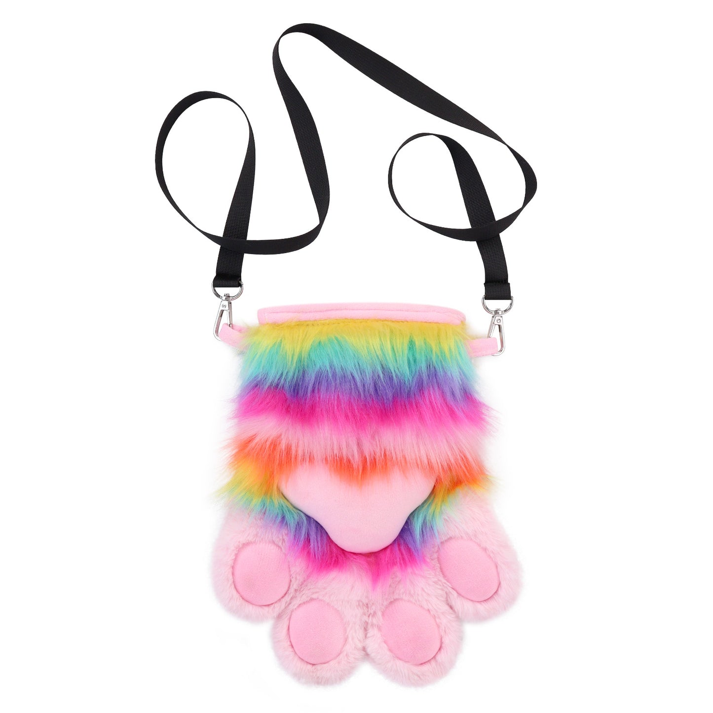 Rainbow Handmade Plush Crossbody Bag, Cute Animal Paw Lolita Bag, Coin Purse, Phone Pouch, Keychain