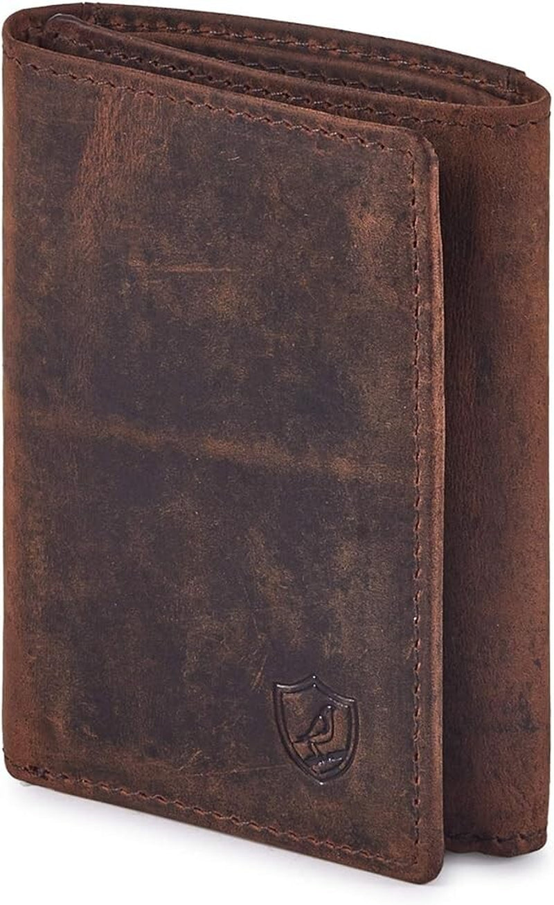 Real Leather Trifold Wallet for Men RFID Blocking Front Pocket Minimalist Slim D