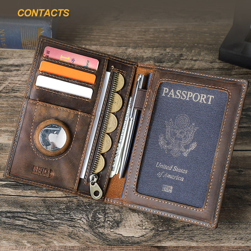 Anti theft document brushing bag Airtag travel passport bag