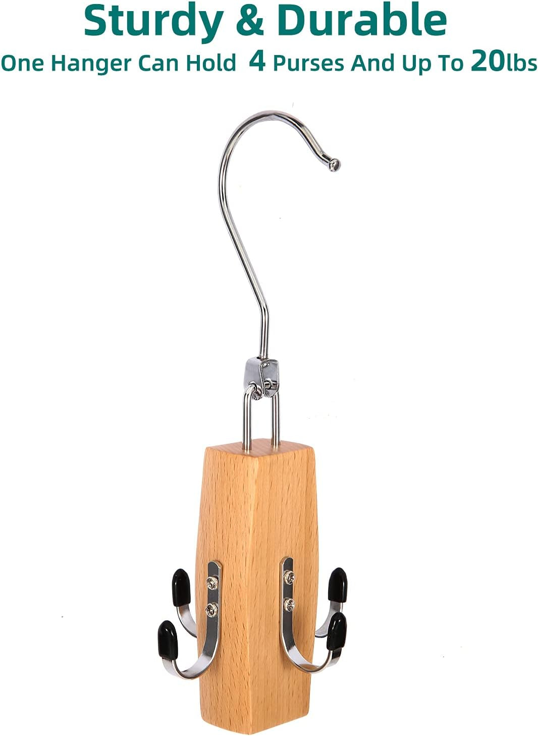 Purses Handbags Hangers, Wooden Purse Handbag Holder 2 Pack Wood Belt Hanger Belt Racks with 360° Swivel Hook Space Saving Hangers Bags Handbags Belt Storage Organizer