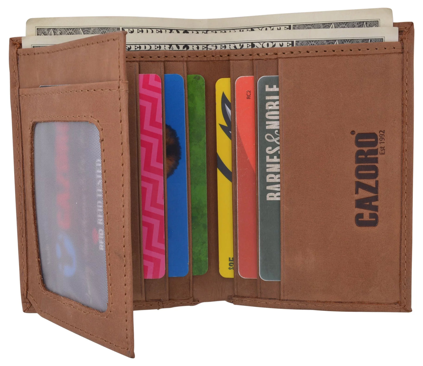 RFID Blocking Bifold USA Wallet for Men Leather Extra Capacity Mens Bifold Wallet W/ Vertical Design