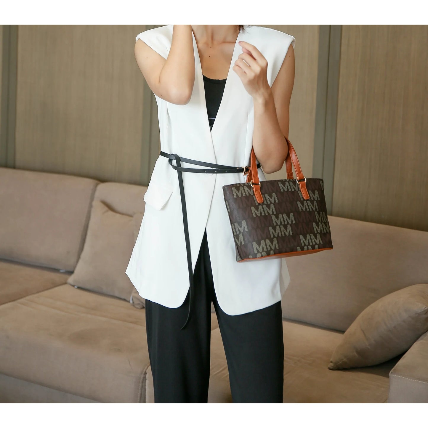 Alexy Women'S Tote Bag, Small Tote Bag, Pouch Purse & Wristlet Wallet Bag 4 Pcs Handbag Set by Mia K - Tan