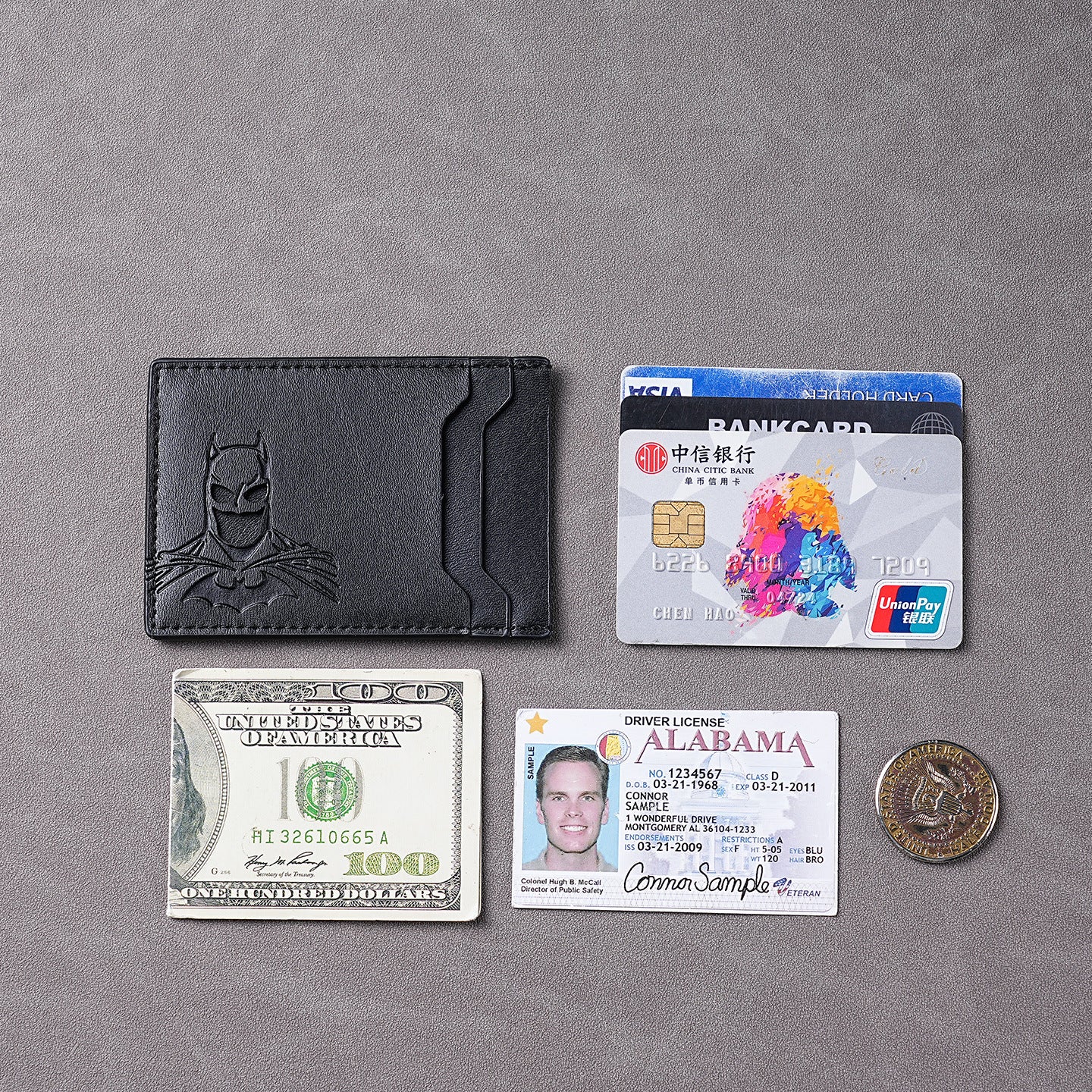 Superhero Batman Character Men's Multi-Card Wallet Card Holder ID Case with Multiple Card Slots