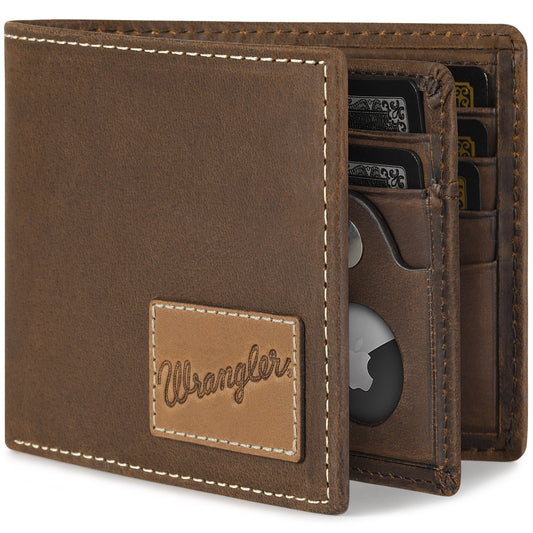 Men’S Bifold Wallet Genuine Leather, RFID Blocking, Casual Everyday 10-20 Cards Purse with Airtag Holder, Gift for Him