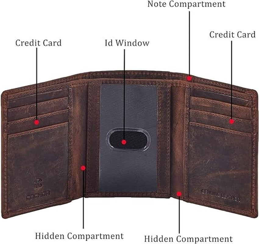 Real Leather Trifold Wallet for Men RFID Blocking Front Pocket Minimalist Slim D