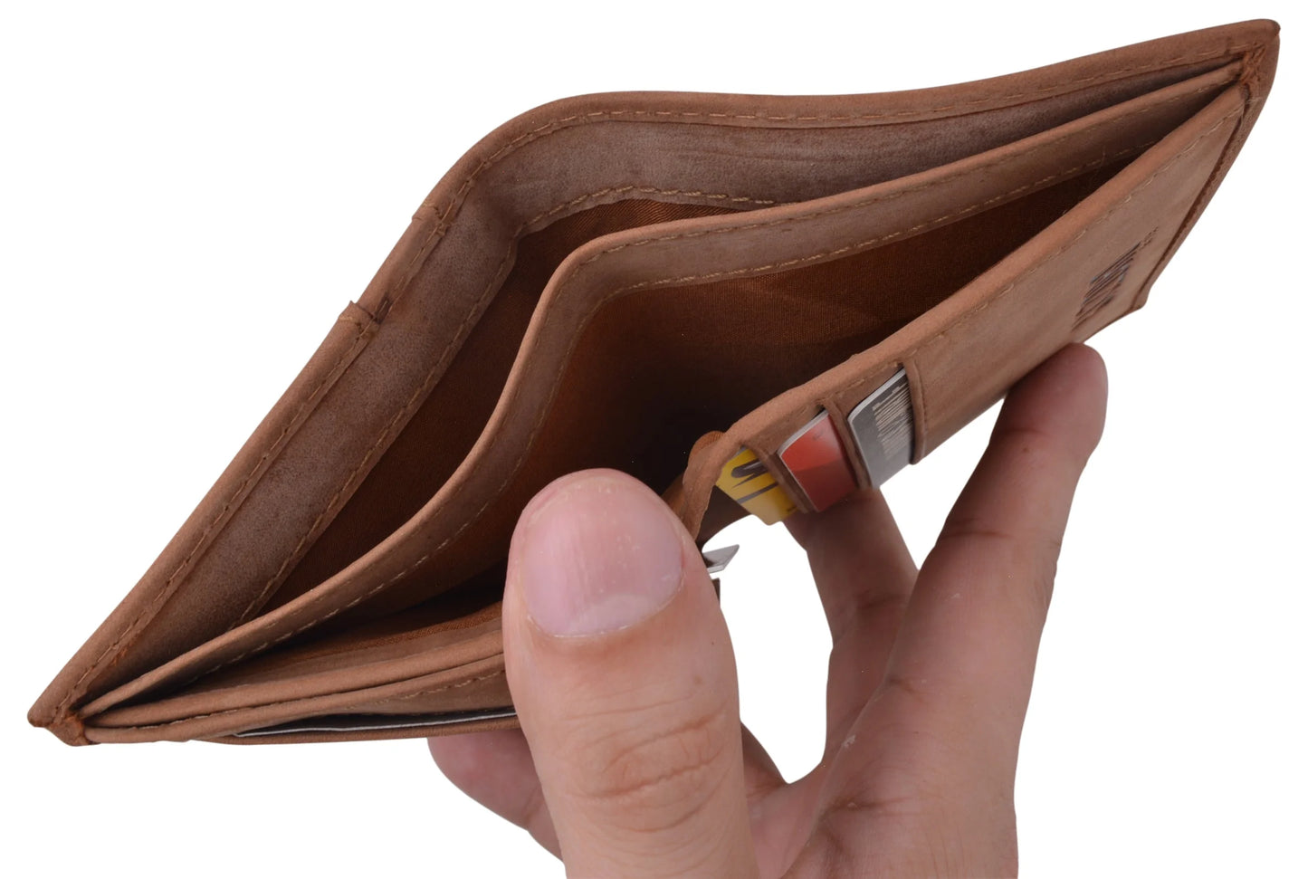 RFID Blocking Bifold USA Wallet for Men Leather Extra Capacity Mens Bifold Wallet W/ Vertical Design