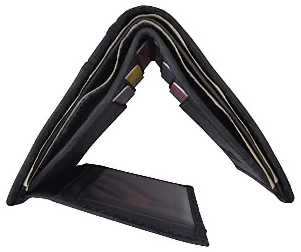 RFID Blocking Bifold USA Wallet for Men Leather Extra Capacity Mens Bifold Wallet W/ Vertical Design